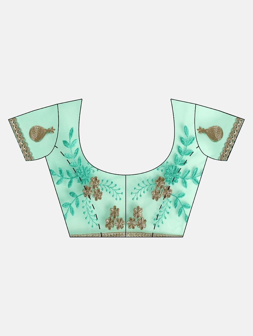 pastel embroidered ruffle saree with blouse - 16336424 - Zoom Image - 3