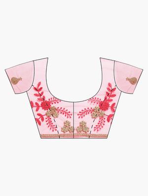 pastel embroidered ruffle saree with blouse - 16336428 - Standard Image - 3
