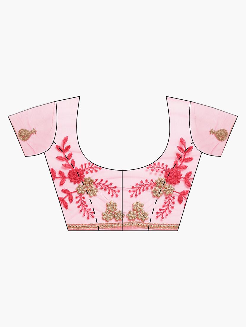 pastel embroidered ruffle saree with blouse - 16336428 - Zoom Image - 3