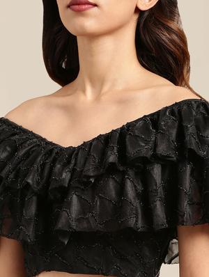 solid drape fusion saree with blouse - 16336435 - Standard Image - 3