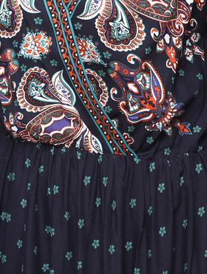 overlap neck floral a-line dress - 16336451 - Standard Image - 6