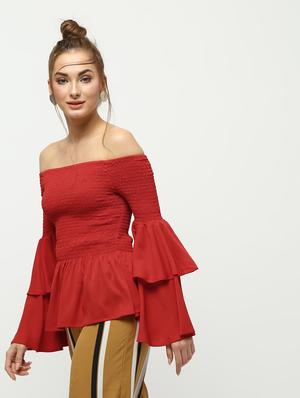 smock detail bell sleeved top - 16336463 - Standard Image - 3