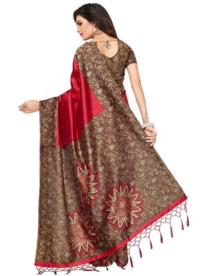 multicolor set of 2 printed saree combo with blouse - 16337012 - Standard Image - 3