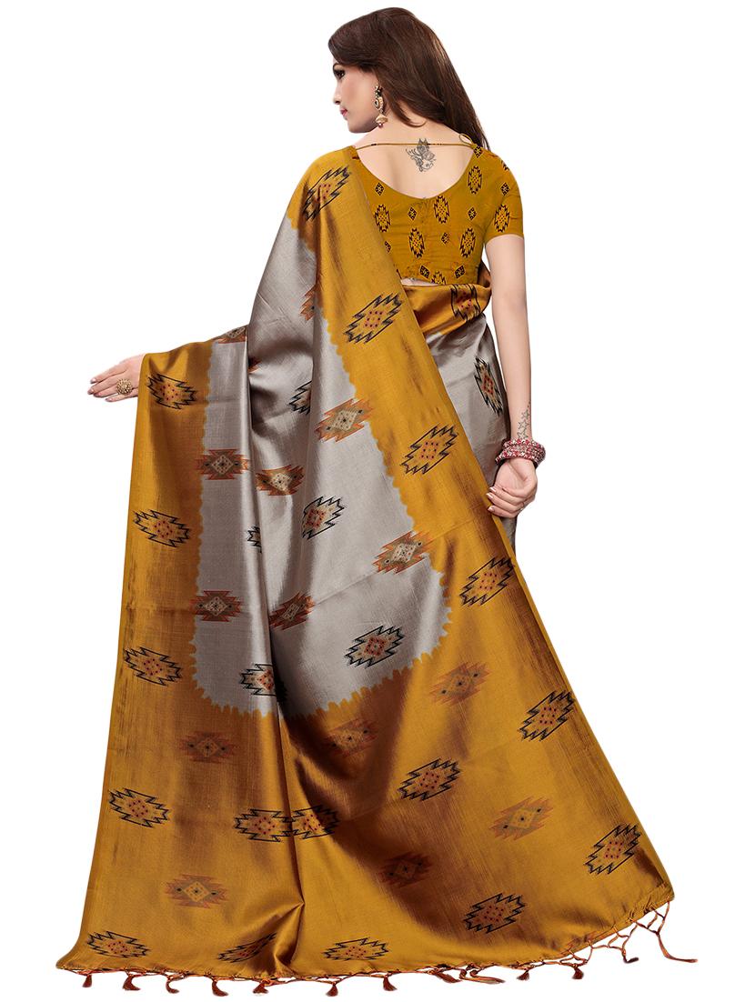 multicolor set of 2 printed saree combo with blouse - 16337016 - Zoom Image - 3