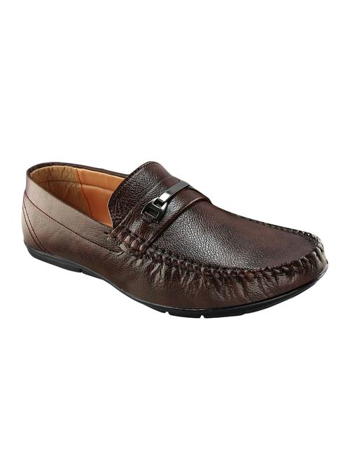 brown leatherette slip on loafers - 16337345 - Standard Image - 1