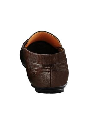 brown leatherette slip on loafers - 16337345 - Standard Image - 3