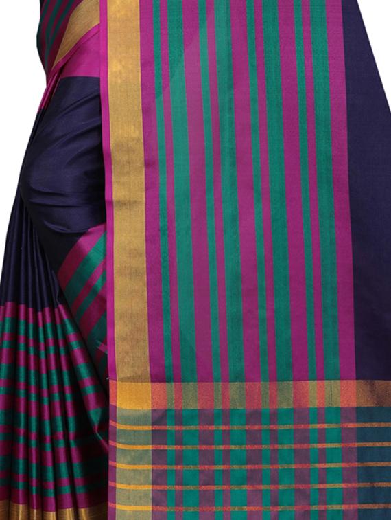 stripes woven saree with blouse - 16337378 - Zoom Image - 3