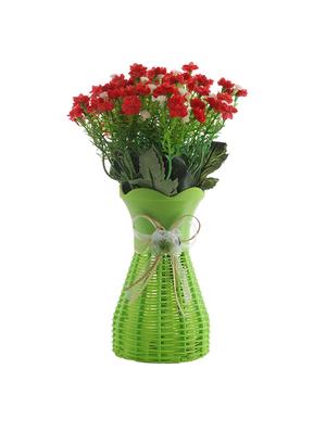 foliyaj artificial tall red flower bunch with vase - 16337708 - Standard Image - 3