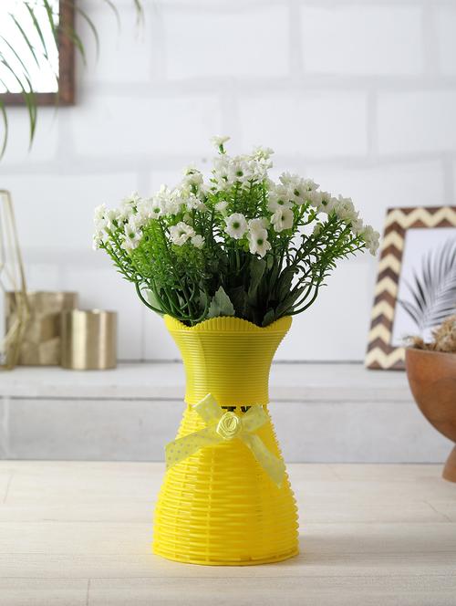 foliyaj artificial tall white flower bunch with vase - 16337710 - Standard Image - 1