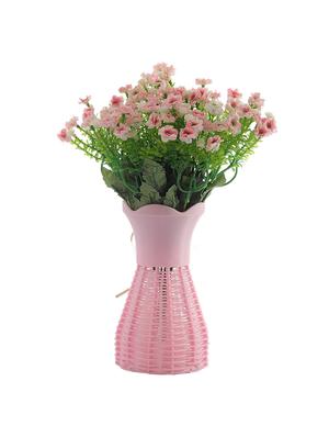 foliyaj artificial tall pink flower bunch with vase - 16337711 - Standard Image - 3