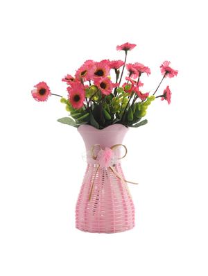 foliyaj artificial pink daisy flower bunch with vase - 16337719 - Standard Image - 3