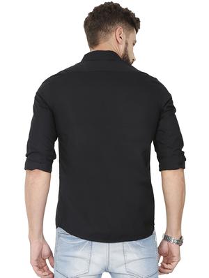 black solid casual shirt - 16337789 - Standard Image - 3