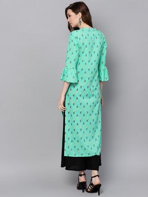 ikat printed straight kurta - 16338169 - Standard Image - 3