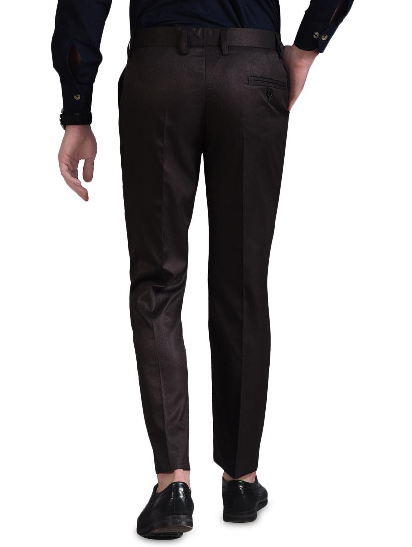 brown solid flat front formal trouser - 16338693 - Zoom Image - 3