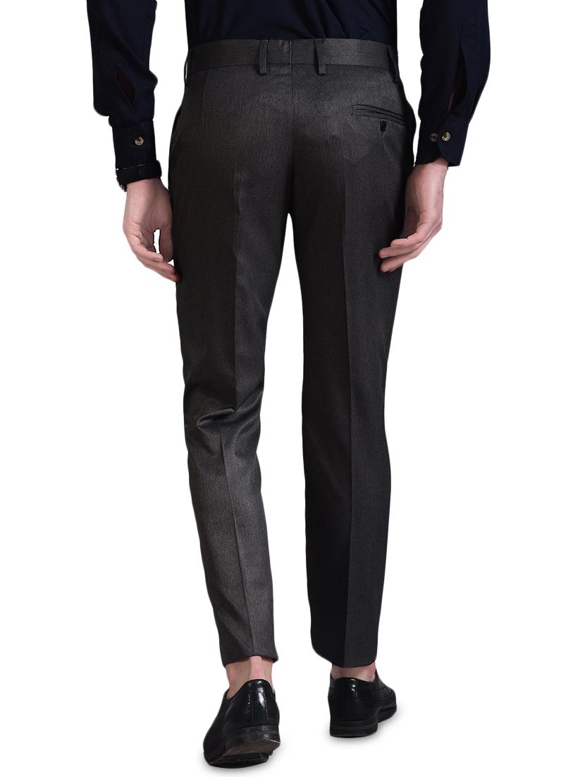 grey solid flat front formal trouser - 16338694 - Zoom Image - 3