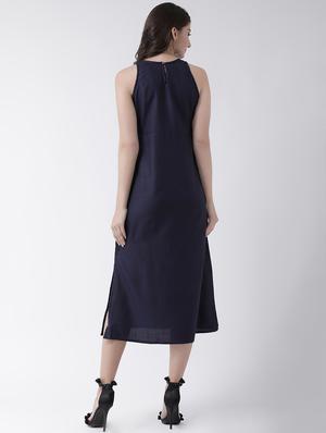 round neck side slit a-line dress - 16339202 - Standard Image - 3