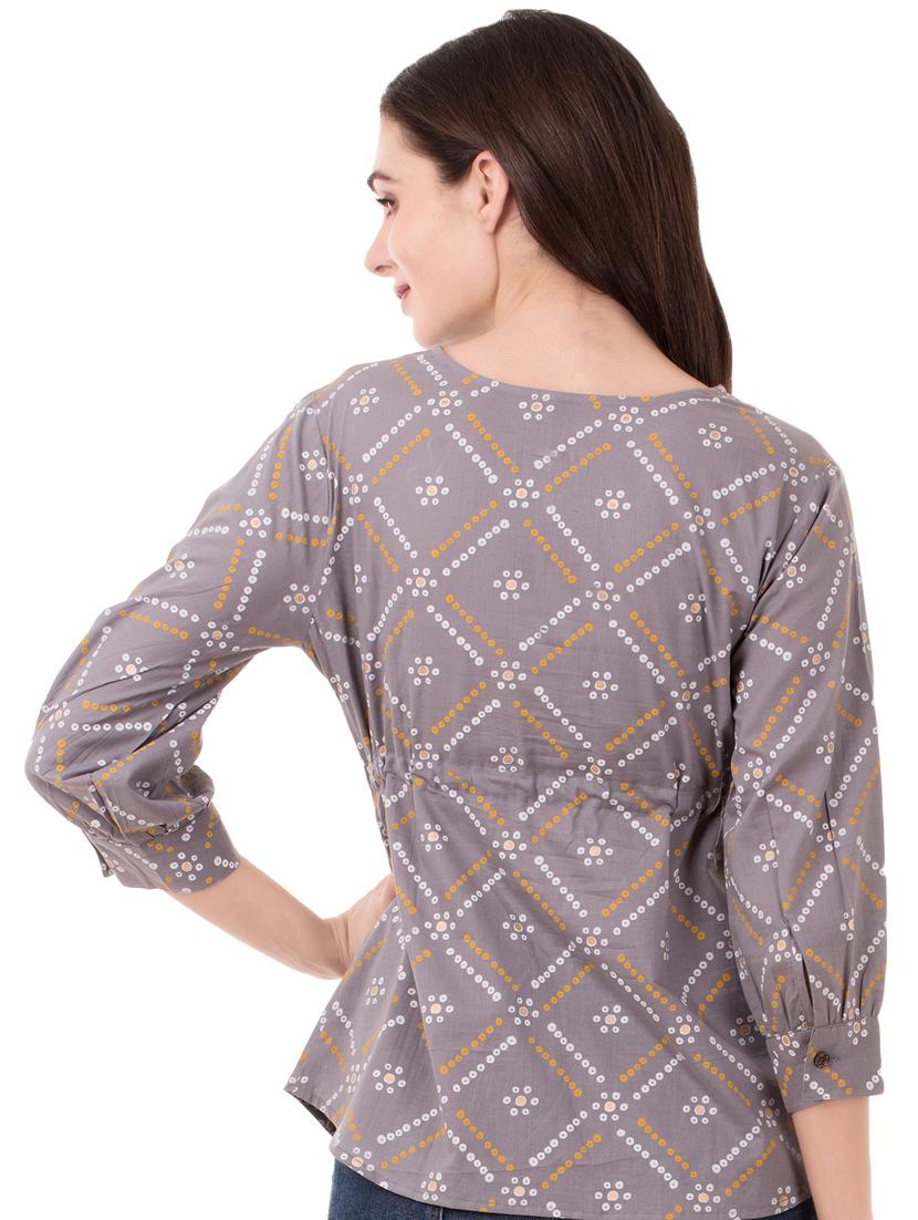 pom-pom detail drawstring bandhini top - 16339644 - Zoom Image - 3