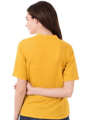 mandarin neck solid shirt - 16339713 - Standard Image - 3