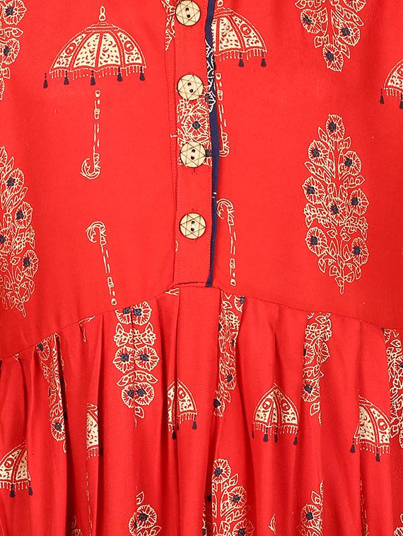 red cotton regular kurti - 16340754 - Zoom Image - 3