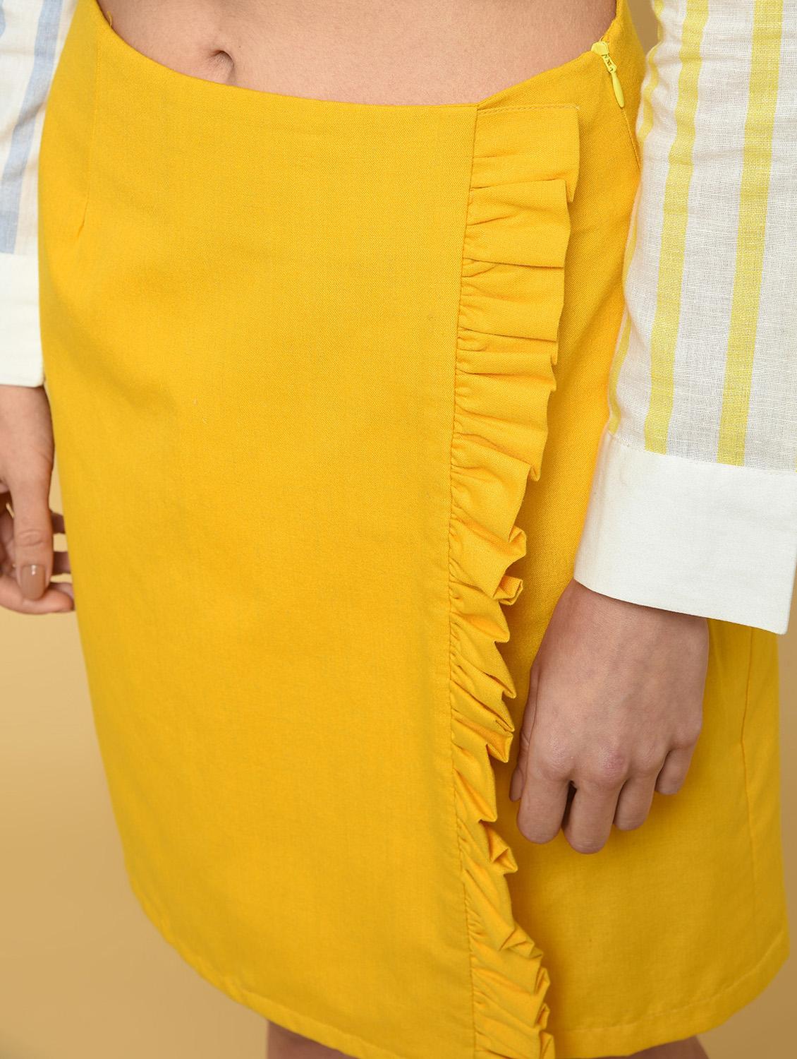 frill detail solid straight skirt - 16340913 - Zoom Image - 6