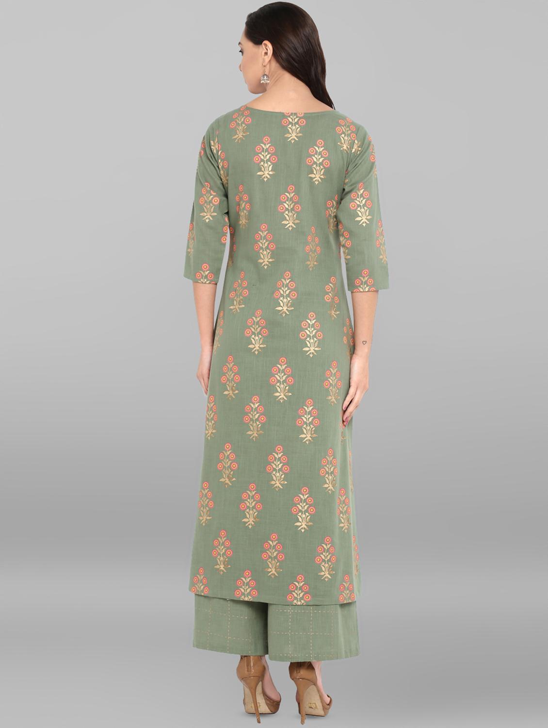 block printed kurta palazzo set - 16340986 - Zoom Image - 3