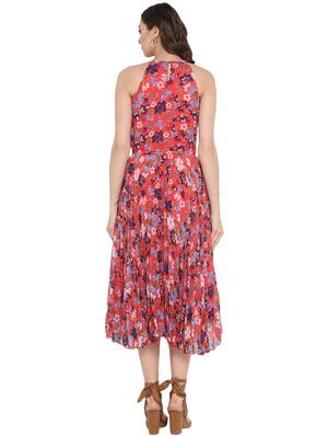 halter neck floral a-line dress - 16341214 - Standard Image - 3