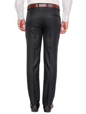 black solid flat front formal trouser - 16341253 - Standard Image - 3