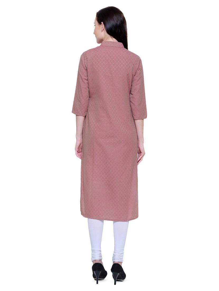jacquard straight kurta - 16341549 - Zoom Image - 3