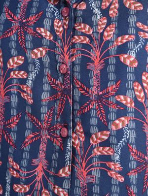 botanical print lapel neck shirt dress - 16341980 - Standard Image - 6
