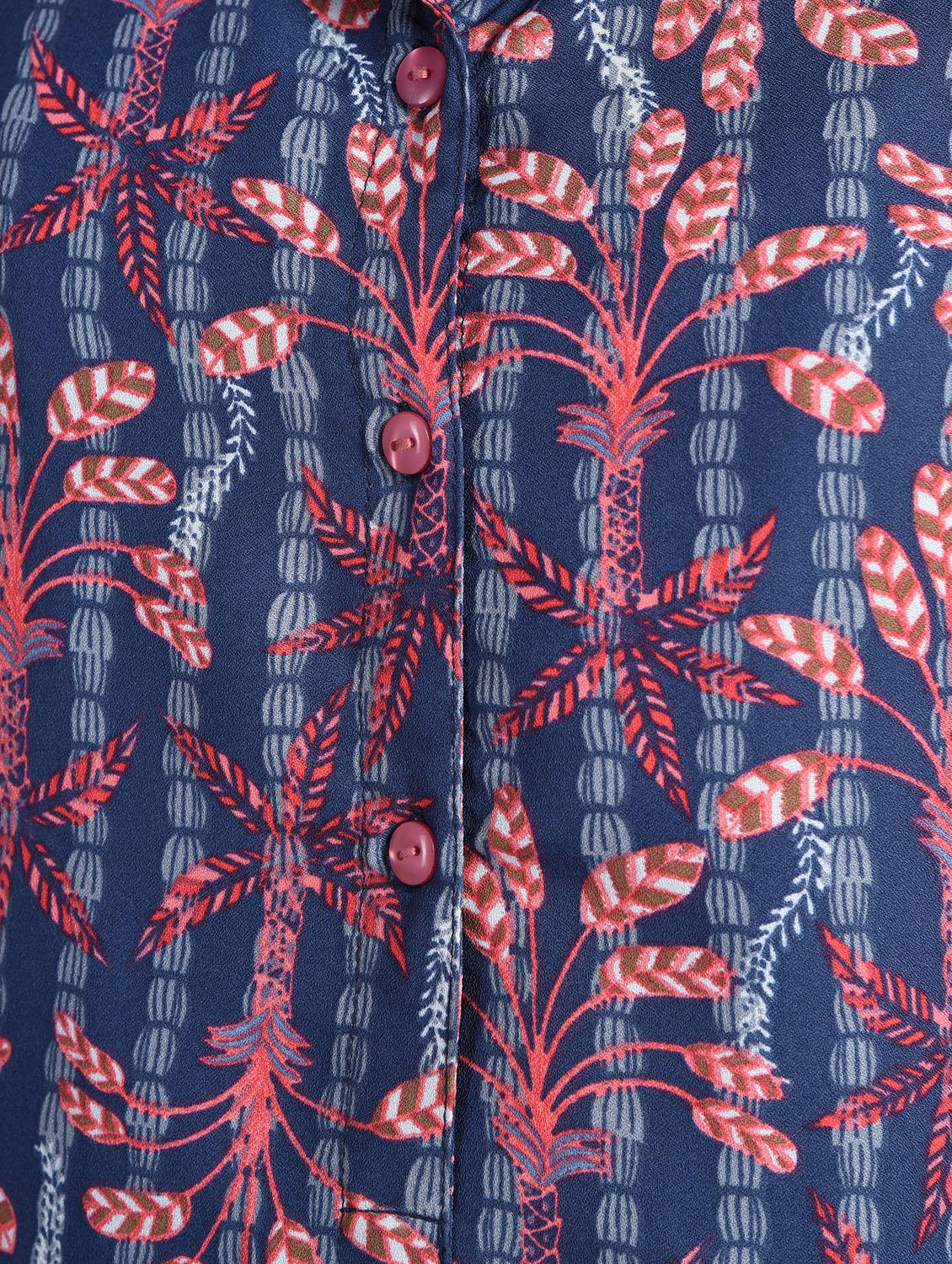 botanical print lapel neck shirt dress - 16341980 - Zoom Image - 6