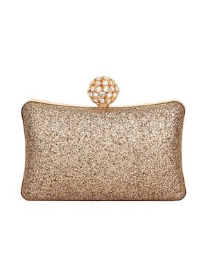 gold leatherette (pu) ethnic clutch - 16343470 - Standard Image - 3
