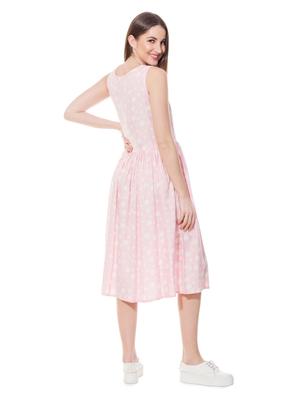 round neck gathered a-line dress - 16346235 - Standard Image - 3