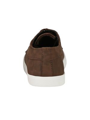 brown leatherette lace up sneakers - 16346568 - Standard Image - 3