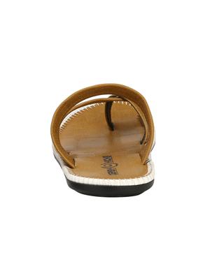 tan leatherette slip on slippers - 16346585 - Standard Image - 3