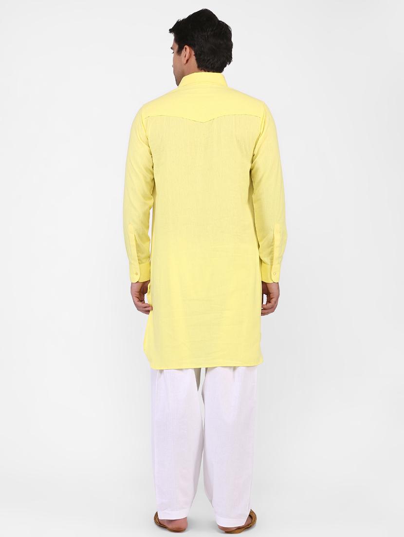 yellow solid pathani set - 16346902 - Zoom Image - 3