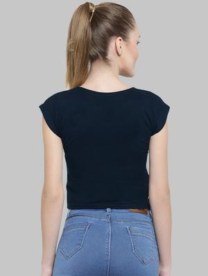 quirky text round neck crop tee - 16346910 - Standard Image - 3