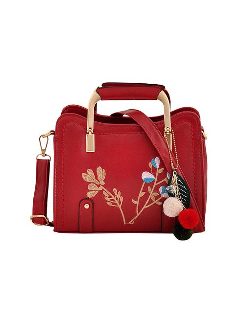 maroon leatherette (pu) messenger handbag - 16347434 - Standard Image - 1