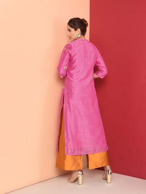 embroidered straight kurta - 16350324 - Standard Image - 3