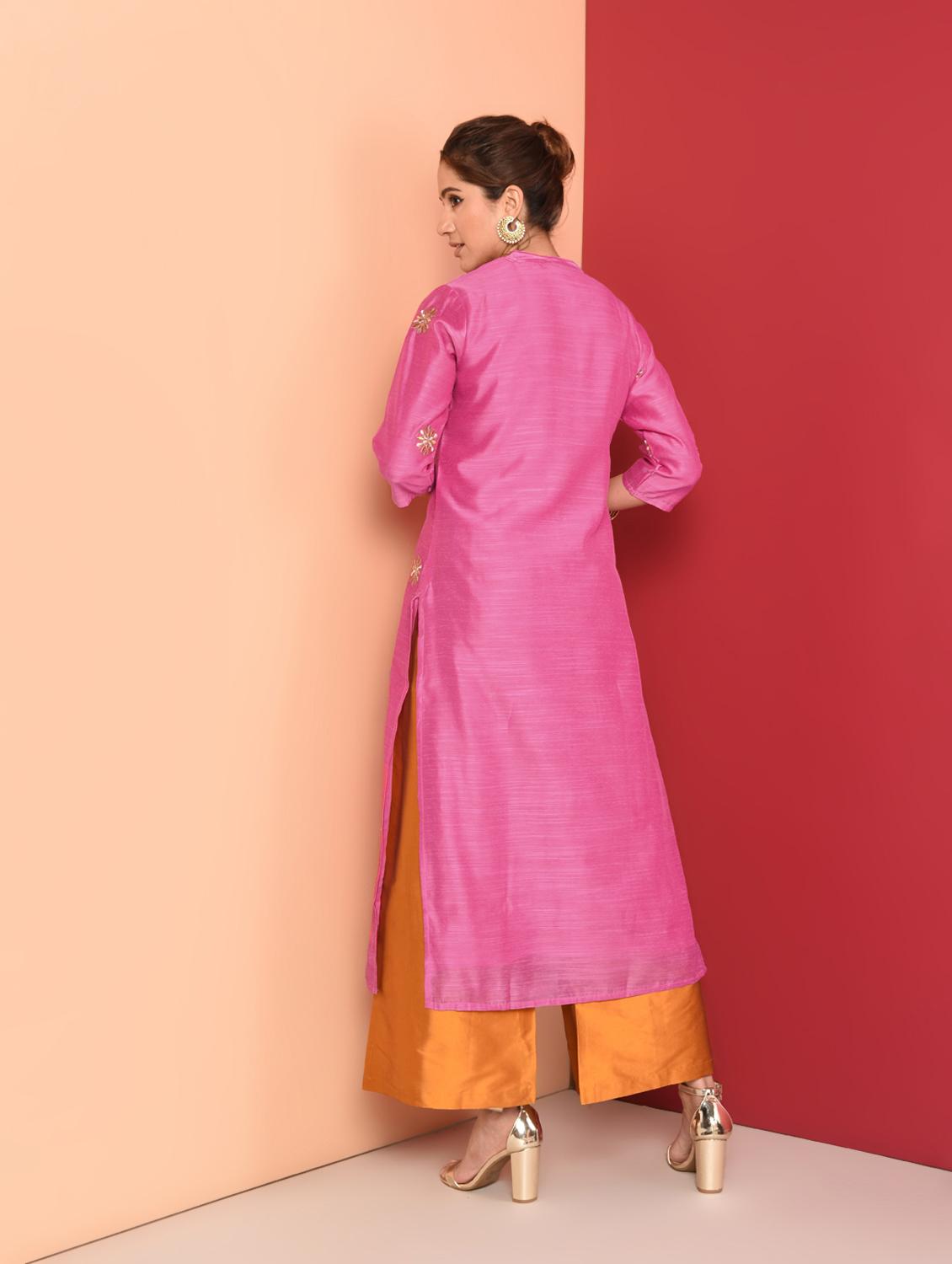 embroidered straight kurta - 16350324 - Zoom Image - 3
