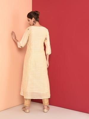 embroidered a-line kurta - 16350327 - Standard Image - 3