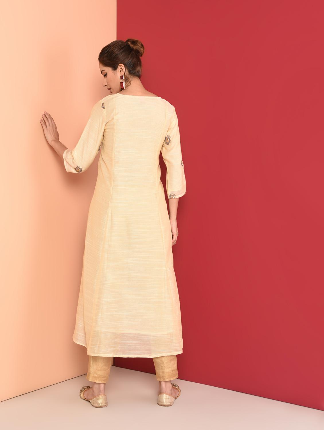 embroidered a-line kurta - 16350327 - Zoom Image - 3