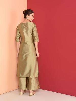 zari motifs straight kurta - 16350329 - Standard Image - 3