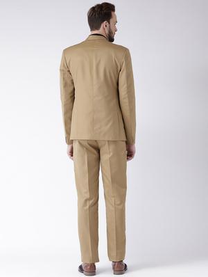 beige solid single breasted suit - 16350508 - Standard Image - 3