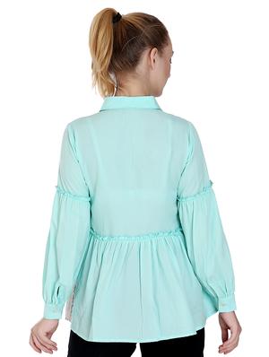 contrast detail bishop sleeved shirt - 16350667 - Standard Image - 3