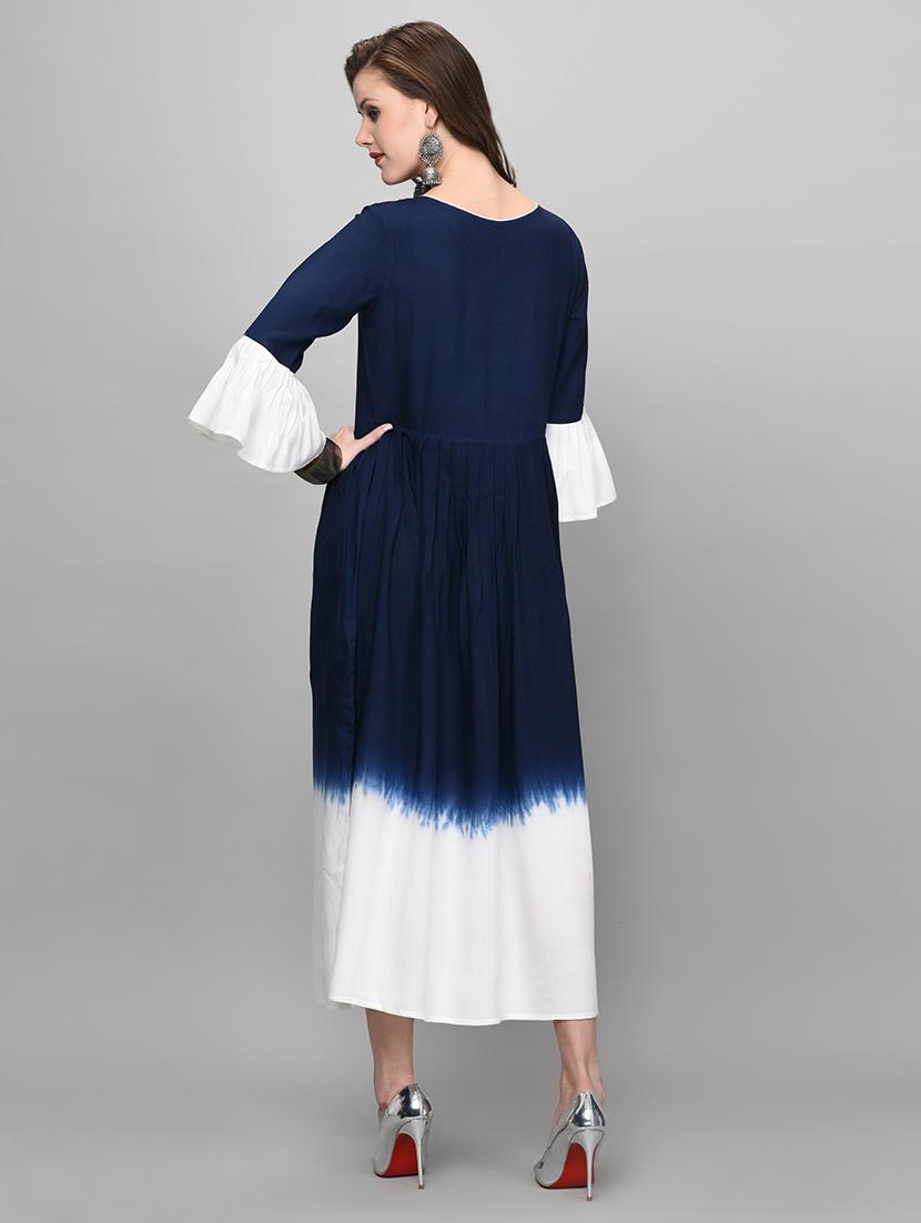 tie & dye flared ethnic dress - 16352031 - Zoom Image - 3