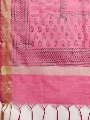 block print chanderi dupatta - 16352205 - Standard Image - 3