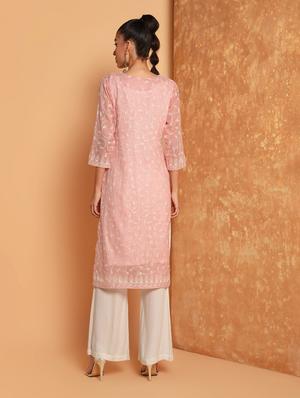 embroidered a-line kurta - 16352216 - Standard Image - 3
