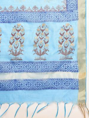turquoise chanderi dupatta - 16352562 - Standard Image - 3
