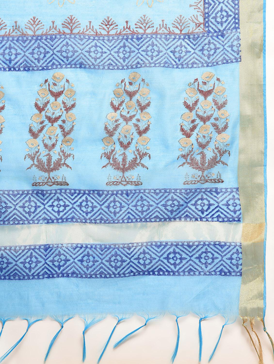 turquoise chanderi dupatta - 16352562 - Zoom Image - 3