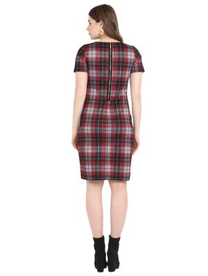 round neck checkered sheath dress - 16353691 - Standard Image - 3